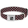 Buckle-Down Seatbelt Buckle Dog Collar - Mini Hearts Black/Red/White - 1" Wide - Fits 11-17" Neck - Medium