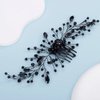 Teyglen Women Black Crystal Rhinestone Hair Comb Black Rhinestone Wedding Hair Comb Headband Luxurious Hair Accessories Shiny Black Rhinestone Bridal Side Hair Comb for Women Bride Girls
