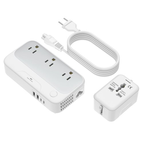 Universal Voltage Converter us to Europe, 220v to 110v Power Travel Converter Combo, 250W Step Down European Adapter 220 to 110 for UK Italy, Transformer European Travel Plug for Curly Hair Stick