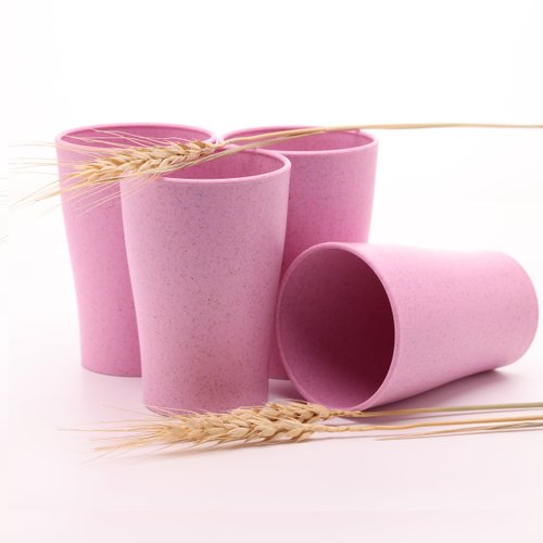 Wheat Straw Cups Set of 4 PCS - Lightweight Wheat Straw Fiber Drinking Glasses - Microwave & Dishwasher Safe - Wheat Straw Dinnerware Sets - Reusable Drinking Cups - Wheat Straw Fiber Cups Set