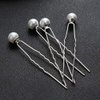 KDDOM 20 Pcs U Shape Pearl Hair Pins Wedding Bridal Flower Pins for Bridesmaids Women Girls, 0.4 inch(Silver)