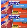 Hefty Slider Freezer Bags, Quart, 70 Count (2 X 35 Count Boxes)