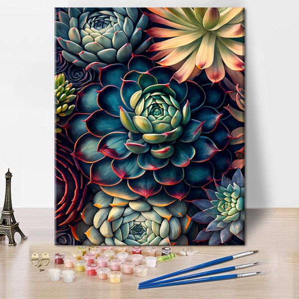 TUMOVO Succulents Paint by Numbersf DIY Paint by Numberu Succulents Plant Paint by Numbers for Adultsc Beginner Kids Adults' Paint-by-Numberk Kits Artwork Painting for Home Wall Decoration, 16"x20"