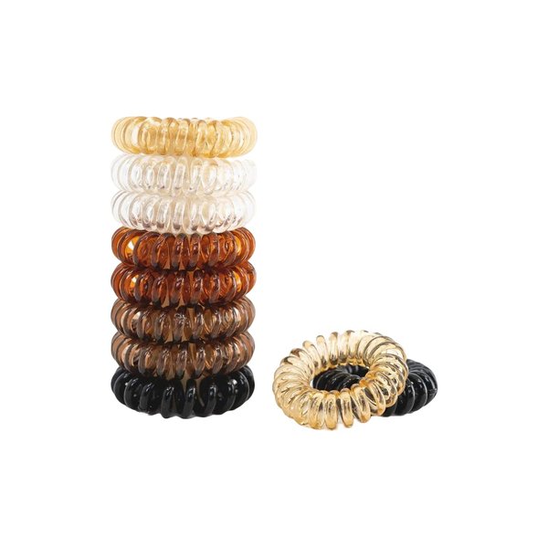 Gimme Beauty - Spiral Hair Ties - Neutral Ponytail Holders for Blondes & Brunettes - The Classic, No Crease Spiral Hair Band - Strong Grip With No Snagging or Pulling - No Damage Hair Ties (10 Count)