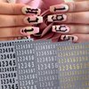 Number Nails Art Stickers Holographic Letter Nail Stickers Old English Alphabet Nail Decals Words Nail Design 3D Self-Adhesive Nail Art Supplies for DIY Women Girls Nail Decoration 8 Sheets