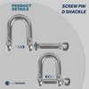 Five Oceans 1/4 Captive Pin Shackles, Stainless Steel Anchor Shackle for Boat, Sailboat FO416