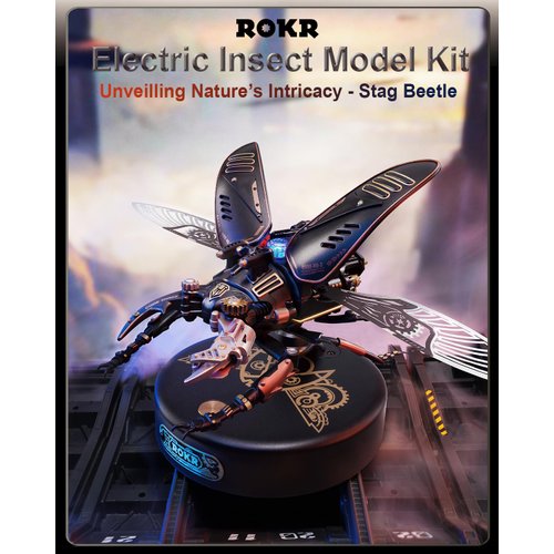 ROKR 3D Puzzles for Adults Electric Insect Metal Model Building Kit Desk Toys Hobby Kit for Adults Gift for Teens (Stag Beetle)