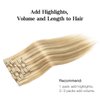 HOTBANANA Human Hair Clip in Hair Extensions, Balayage Light Blonde Highlighted Golden Blonde (Ash Tone) 120g Clip in Hair Extensions Real Human Hair Straight Remy Hair Extensions 14 Inch 7pcs