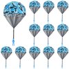 Catcan 12 Pcs Parachute Toy, Camo Blue Parachute Men Toy Tangle Free Throwing Hand Throw Outdoor Flying Gifts Paratrooper Toy No Battery nor Assembly Required (Blue)