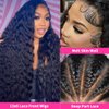 Vipetal 13x6 Deep Wave Lace Front Wigs Human Hair Wigs for Women 180% Density HD Transparent Deep Curly Lace Frontal Wigs Human Hair Pre Plucked with Baby Hair Natural Color (30 Inch)