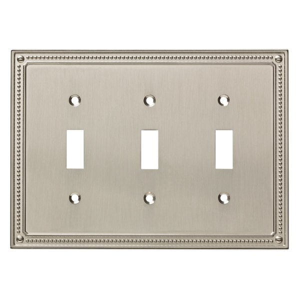Franklin Brass Classic Beaded Wall Plate, Satin Nickel Triple Decorator Switch Cover, 1-Pack, W35066-SN-C