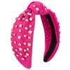 Ondder Hot Pink Knotted Shiny Rhinestone Headband for Women’s Hair Top Knot Beaded Jeweled Fashion Womens Headband Sparkle Bling Crystal Hair Accessories for Women