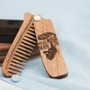 Enjoy The Wood Beard Comb for Men - Pocket Folding Combs for Mustache & Hair Travel, Natural Wooden Comb with Real Man Engraving - Light Brown, Perfect for Use with Beard Balm Oil