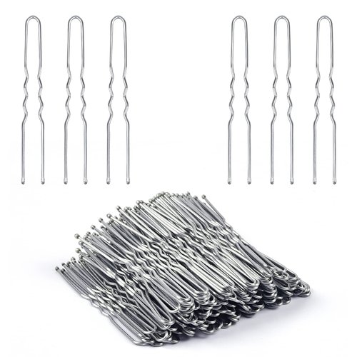 U Shaped Hair Pins, IKOCO 2.4 inch Bun Pins Silver Hair Pins for Women with Storage Box