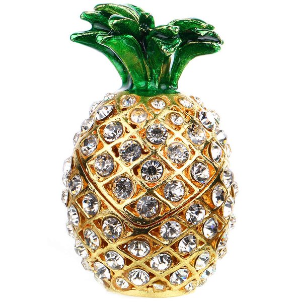 YU FENG Bling Pineapple Trinket Boxes Hinged Crystal Jeweled Enamel Trinket Jewelry Box Collectibles Gifts