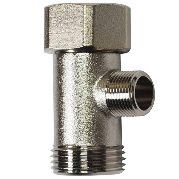 Bidet T Adapter - T Valve Adapter for Bidet, 15/16″ x 15/16″ x 9/16″ or 7/8″ x 7/8″ x 9/16″, Brass Coated Nickel, 3 Way Adapter or Tee Connector