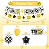 Two Cool Dude Birthday Party Decorations, Two Cool Second Birthday Banner Balloon Cake Topper for Two Year Old Happy Dude Yellow Black Lightening Checkered Party Decor