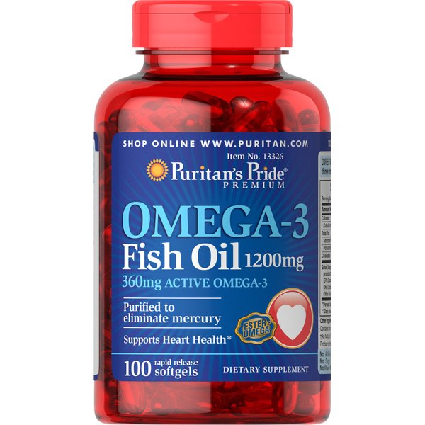 Puritan's Pride Omega-3 Fish Oil, 1200 mg, Supports Heart Health and Healthy Circulation, 100 Count