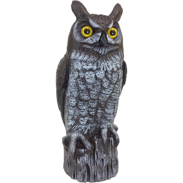 Dalen Fake Owl Decoy to Scare Birds Away from Gardens, Rooftops, and Patios - Scarecrow Provides Chemical-Free Pest Control - Safe and Humane, 16" Great Horned Owl