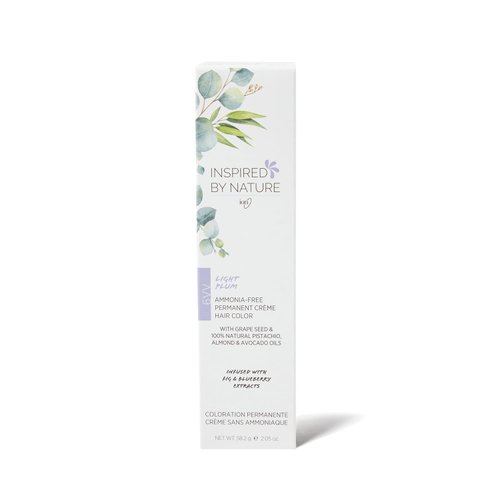 ion Ammonia-Free Permanent Hair Color Light Plum 6VV, made from 100% naturally-derived polymers, cruelty free, vegan, PPD free, recyclable packaging, 2.05 oz