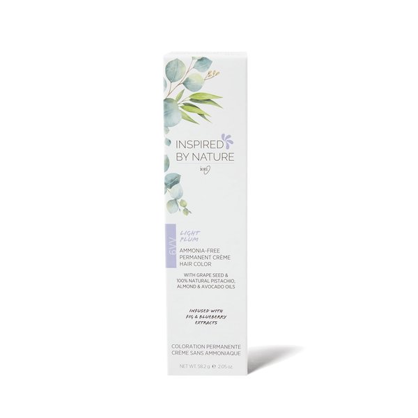 ion Ammonia-Free Permanent Hair Color Light Plum 6VV, made from 100% naturally-derived polymers, cruelty free, vegan, PPD free, recyclable packaging, 2.05 oz