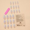 DANMANR Square Fake French Nails False Long Nails Full Cover Acrylic Long Fake Nails for Women and Girls 24PCS (Blue shiny)