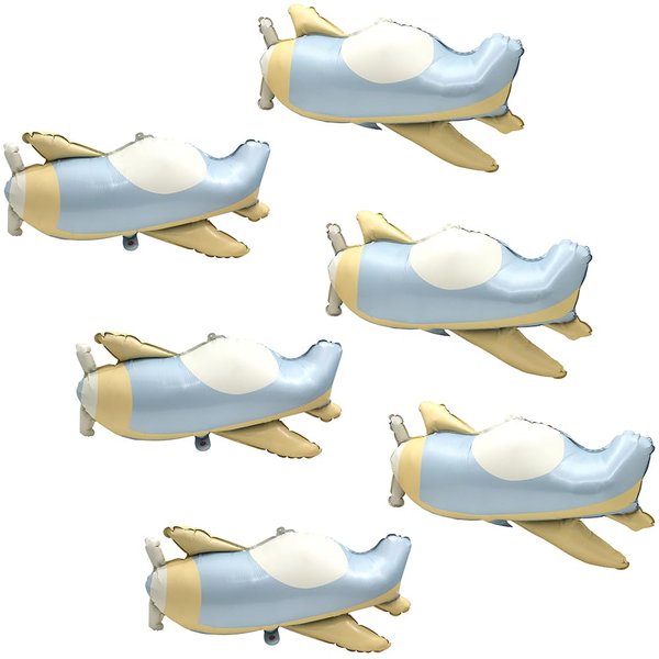 4D Matte Plane Balloons Transportation Airplane Helicopter Party Supplies Adventure Decoration, 6 Pack Cartoon Flying Plane Balloon Fighter Copter Aircraft Mylar Balloons Fighter Jet Airplane Balloons