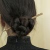 Set of 4 Hair Sticks for Buns, Chinese Hair Chopsticks for Women, Elegant Wooden Hair Accessories, Bows, Bamboo Knots, Green Flowers