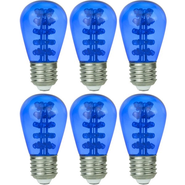 Sunlite S14/30LED/MED/B/6PK Medium (E26) Base LED 1.7W Blue Decorative S14 Signs and String Light Bulbs (6 Pack)