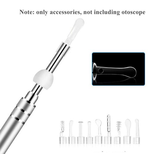YYS SPY 9PCS Ear Wax Removal Tool Ear Spoon, Earpick Accessories for 3.9mm Otoscope - Mental Ear Spoon, Spiral Ear Pick with Bucket for Adults Children