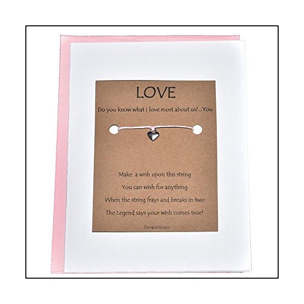 Thoughtful Greeting Card and Wish Bracelet Love You the Most with Heart Charm - Charmed Greeting