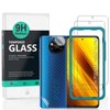 Ibywind Screen Protector For Xiaomi Poco X3/X3 Pro,with 2Pcs Tempered Glass,1Pc Camera Lens Protector,1Pc Backing Carbon Fiber Film [Fingerprint Reader,Easy to install]