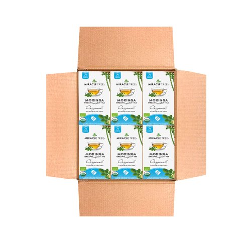Miracle Tree - 6 Count of Organic Moringa Superfood Tea, 25 Individually Sealed Tea Bags, Original (Keto, Detox, Energy/Immunity Booster, Vegan, Gluten-Free, Organic, Non-GMO, Caffeine-Free)