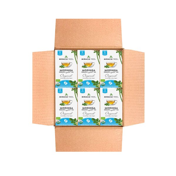 Miracle Tree - 6 Count of Organic Moringa Superfood Tea, 25 Individually Sealed Tea Bags, Original (Keto, Detox, Energy/Immunity Booster, Vegan, Gluten-Free, Organic, Non-GMO, Caffeine-Free)