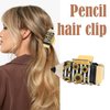 AUDTOPE 3 Pack Pencil Hair Claw Clips for Women Girls, 3.3” Teacher Appreciation Hair Claw Clips Leopard Sunflower Claw Hair Clips for Thick Thin Hair Strong Hold Claw Clips Fun Hair Accessories