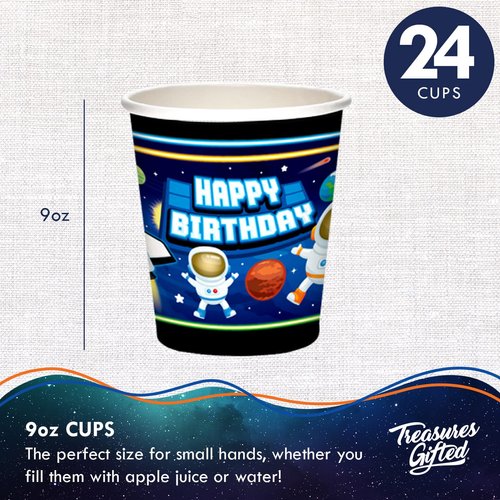 Treasures Gifted Outer Space Paper Cups 24ct 9oz - Outer Space Party Decorations - Galaxy Party Decorations - Astronaut Party Decorations - Outer Space Birthday Party Supplies, Alien Party Decorations