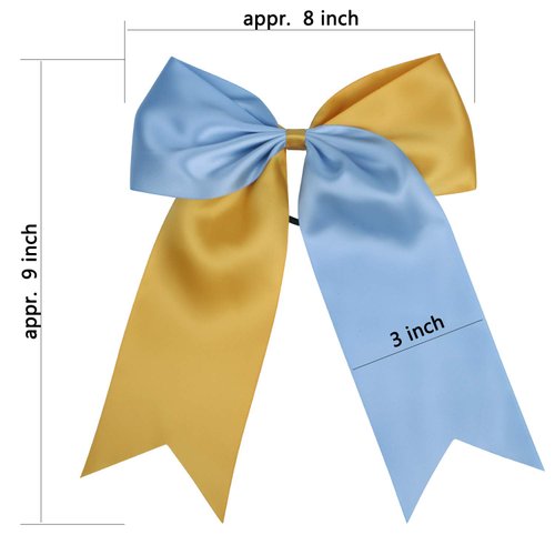 8 Inch 2 Colors Jumbo Cheerleader Bows Ponytail Holder Cheerleading Bows Hair Bow (Forest green/Silver)