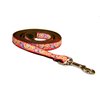 Small Pink/Orange Circles and Waves Dog Leash: 3/4" Wide, 4ft Length - Made in USA.