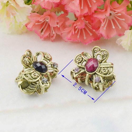 12PCS Mini Jaw Clips Vintage Chic Metal Alloy Rhinestone Fancy Hair Claw Pins for Women Lady Girls (Style B#)