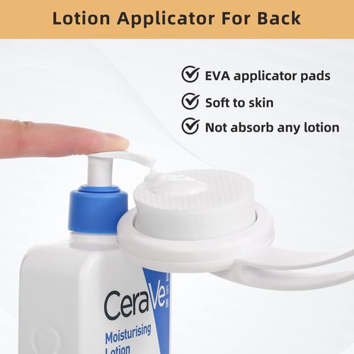 Fanwer 3 in 1 Lotion Applicator for Back & Back Bath Brush for Shower for Men and Women, 18.9in Back Scrubber for Shower,Shower Body Brush, Sunscreen Applicator with Curved Long Handle for Elderly