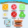 Wooden Sandwich Sorting Stacking Toys Play Food Set for Toddlers Preschool Educational Montessori Toys Fine Motor Toys for Kids Boys Girls