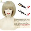 BECUS Short Bob Wig with Bangs Heat Resistant Synthetic Straight Wigs for Women Cute Dark Ash Blonde Blended (10inch, Blonde)
