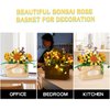 Allhero Sunflower Flower Bouquet Building Set Basket with LED String Light, Aroma Tablets, Creative Sunflower Flowers Building Blocks Set Toy Decor for Home Office. (1277 PCS)