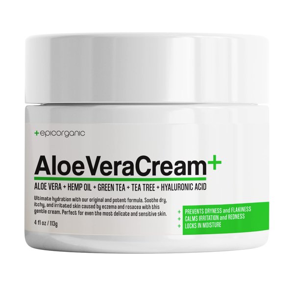 Epic Organic Aloe Vera Moisturizer Face Cream | Body Lotion & Face Moisturizer for Itchy Skin | Soothes Acne, Psoriasis, Rosacea, Eczema | Itchy Skin Relief | 4 oz