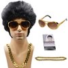 PATURPINT 50s Rocker Wig with Sideburns-Adult Retro Rock and Roll Costume Wig Accessory for Cosplay Halloween Theme Party, Sunglass and Necklace Included
