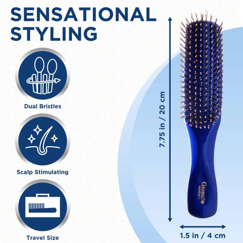 Giorgio Gentle Detangler Brush for Men - Dual Bristle Lengths for Thick and Fine Hair, Scalp Massager, Travel-Friendly, for All Hair Types Wet or Dry