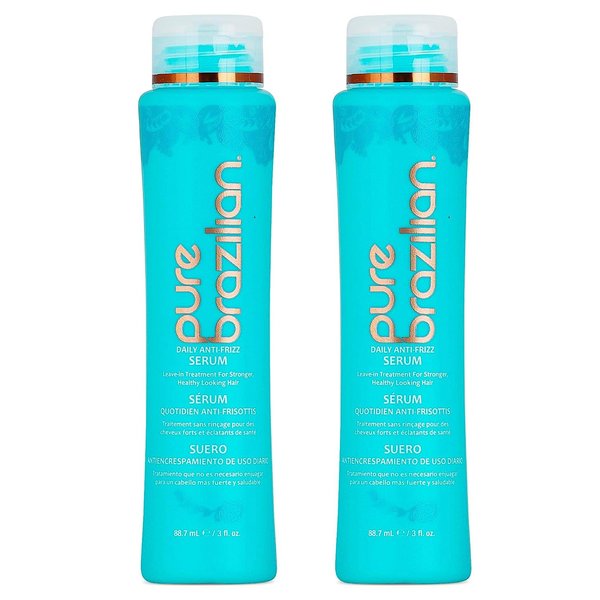 Pure Brazilian Anti-frizz Daily Leave-in Serum - Strengthening Hair Treatment Formulated to Fortify and Protect Your Hair From Heat & UVA/UVB Pack Of 2 (13.5 Ounce / 400 Milliliter)