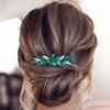 Foyte Crystal Bride Wedding Hair Comb Rhinestone Headpieces Leaf Side Hair Combs for Women and Girls (Green)