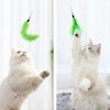 SONGWAY Cat Feather Toys Wand - 7 Pcs Interactive Cat Toys for Indoor Cat Kitten, Retractable Cat Wand Toy with 6 Feather Teaser Refills with Bell, Cat Fishing Pole Toy, Green
