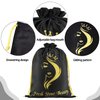 2PCS Satin Wig Bags Storage for Multiple Wigs Soft Silky Pouches with Drawstring Hair Packaging Bags for Wigs, Bundles,Hair Extensions,Tools, business gift bags （Black)